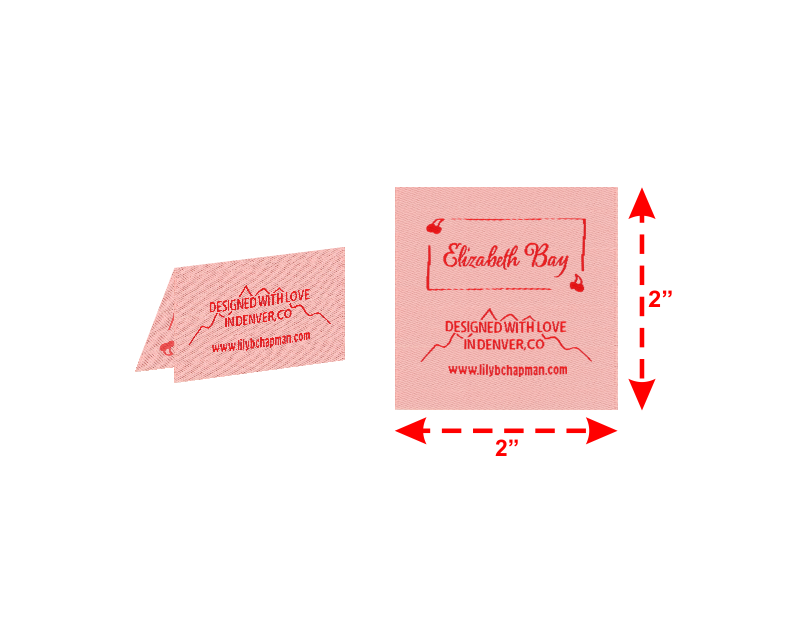 Center Fold Woven Clothing Label with Denver Mountain Range and foldable for Clothing Seam and Bottom Hem Heat Press or Sewn On Elizabeth Bay